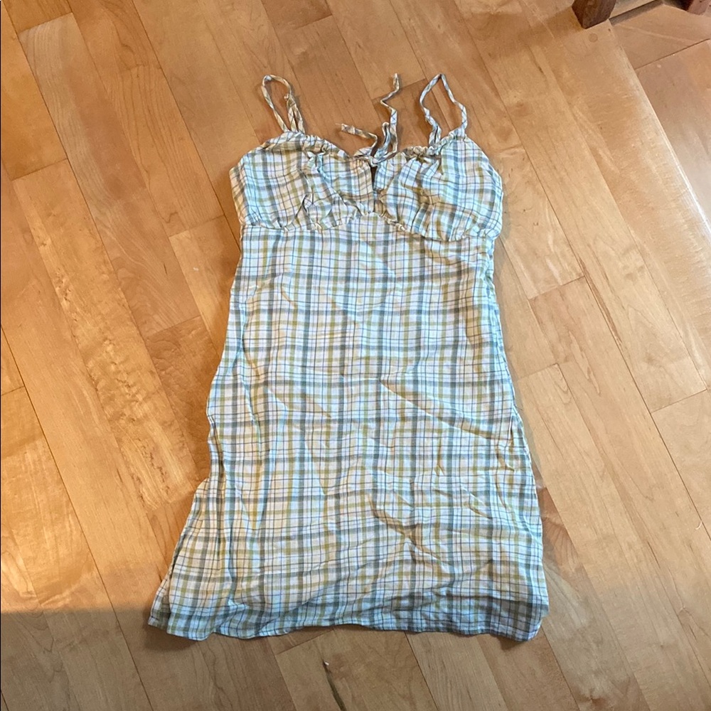 Twik Light green plaid picnic dress